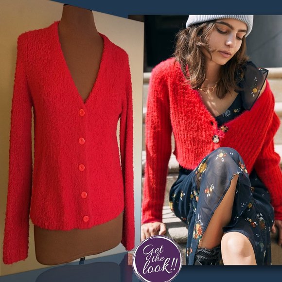 Carole Little Sweaters - CAROLE LITTLE SPORT Vintage 90's Red Cozy Cardigan